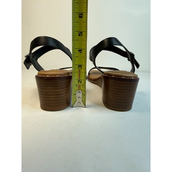 Steve Madden Ares Black Leather Studded Ankle Strap Wedge Sandals Women Size 9M - Picture 10 of 12